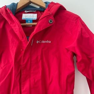 Columbia red M 10/12 kids windbreaker rain coat